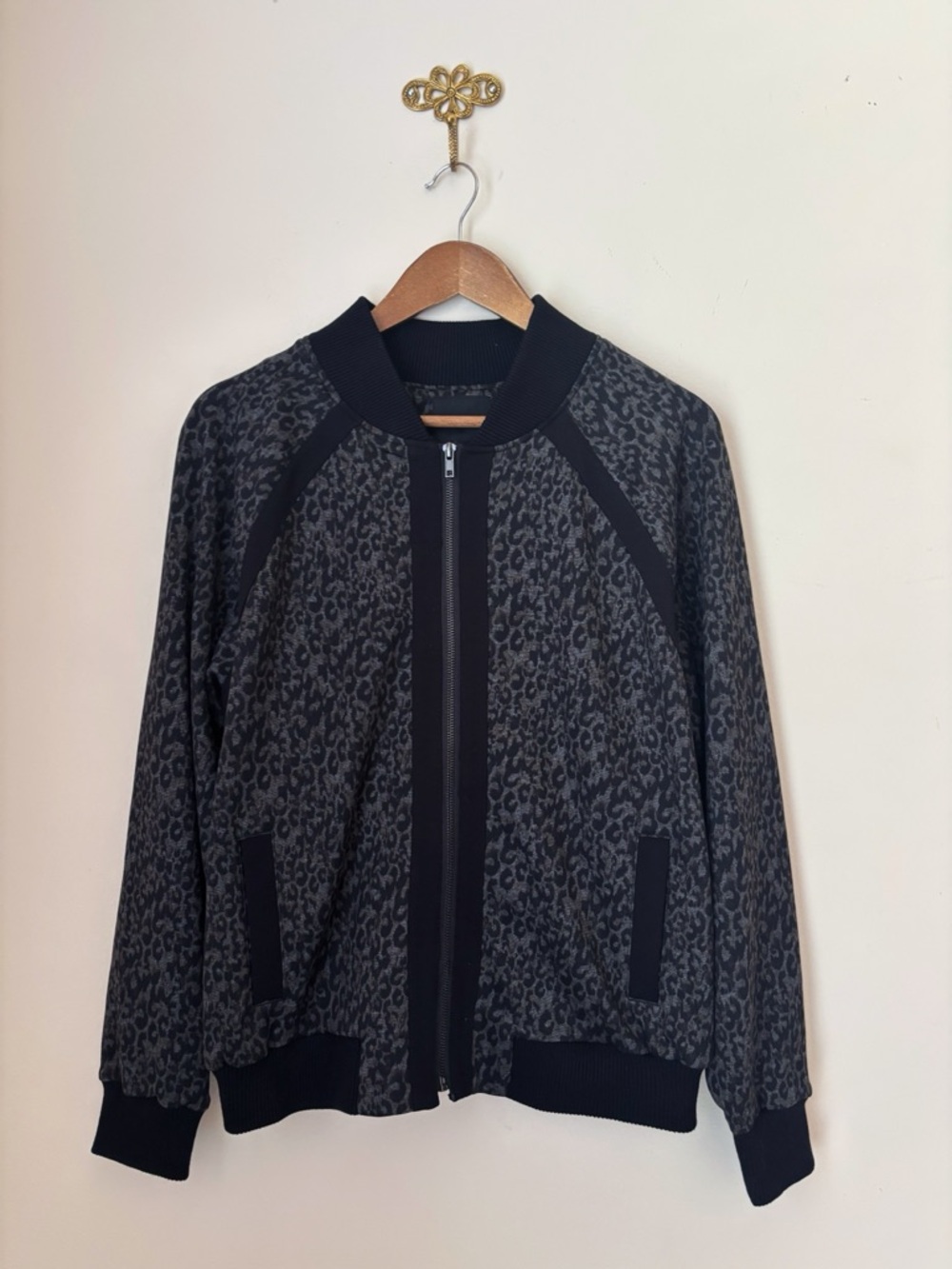 Liverpool Animal Print Ponte Knit Bomber Jacket Large